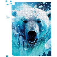 Warren Reed - Designer Polar Bear Face Splashart Jigsaw Puzzle in Brown | Size: 500 Piece