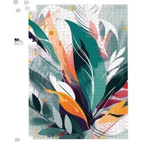 Warren Reed - Designer Coloured Abstrace Feather Leaves Jigsaw Puzzle in Green | Size: 1000 Pieces