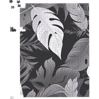 Warren Reed - Designer Black White Tropical Leaves Jigsaw Puzzle in Grey | Size: 1000 Pieces