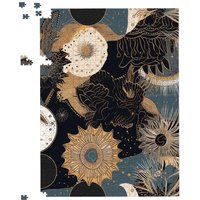 Warren Reed - Designer Abstract Blue Gold Moon Sun Jigsaw Puzzle in Yellow | Size: 1000 Pieces