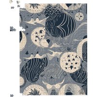 Warren Reed - Designer Abstract Moon & Stars Jigsaw Puzzle in Grey | Size: 500 Piece