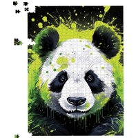 Warren Reed - Designer Green Splashart Panda Face Jigsaw Puzzle | Size: 500 Piece