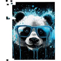 Warren Reed - Designer Blue Splashart Panda Face Jigsaw Puzzle | Size: 1000 Pieces