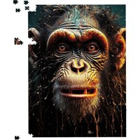 Warren Reed - Designer Splashart Monkey Face Jigsaw Puzzle in Black | Size: 1000 Pieces