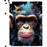 Warren Reed - Designer Monkey Face Splashart with Blue Jigsaw Puzzle | Size: 1000 Pieces