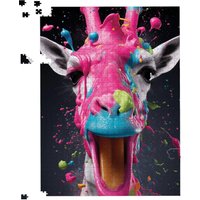 Warren Reed - Designer Splashart Giraffe Face Pink Jigsaw Puzzle | Size: 1000 Pieces