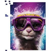 Warren Reed - Designer Splashart Ferret With Glasses Purple Jigsaw Puzzle | Size: 500 Piece