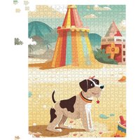 Warren Reed - Designer Doggy On A Beach Holiday Jigsaw Puzzle in Yellow | Size: 500 Piece