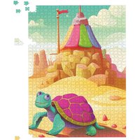 Warren Reed - Designer Turtle On A Beach Holiday Jigsaw Puzzle in Yellow | Size: 1000 Pieces