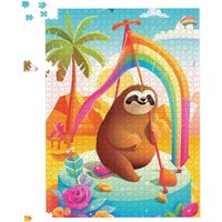 Warren Reed - Designer Sloth On A Beach Holiday Jigsaw Puzzle in Yellow | Size: 1000 Pieces
