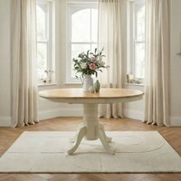FurnitureboxUK Padstow Rustic Farmhouse Extending Solid Wood Dining Table in Cream