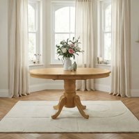 FurnitureboxUK Padstow Rustic Farmhouse Extending Solid Wood Dining Table in Light Oak