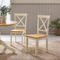 FurnitureboxUK Millford x2 Solid Wood Crossback Dining Chairs in Cream
