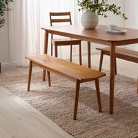 FurnitureboxUK Lynton Solid Wood Rustin Farmhouse Dining Bench in Walnut | Size: Small