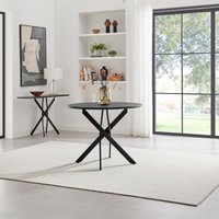 FurnitureboxUK Novara Round Black Wood & Metal 4 Seater Dining Table