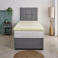 The Foam People Memory Foam Mattress Topper 1 Inch Deep Pressure-Relieving Comfort in White | Size: Small Single