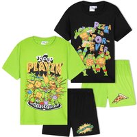 Teenage Mutant Ninja Turtles Boy's Pyjama Set 2 Pack PJ Short Sleeve Comfy Lounge Nightwear Sleepwear | Size: 5-6 Years