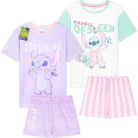 Disney Girl's Stitch Pyjama Set PJ 2 Pack Short Sleeve Lounge Nightwear Sleepwear | Size: 13-14 Years