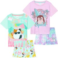 Squishmallows Girl's Pyjama Set PJ 2 Pack Short Sleeve Lounge Nightwear Sleepwear | Size: 4-5 Years