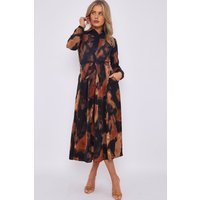Abstract Print Midaxi Shirt Dress
