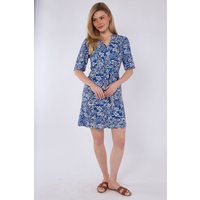 Love Sunshine Blue Paisley Floral Knotted Mini Dress