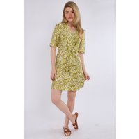 Love Sunshine Lime Green Paisley Floral Knot Mini Dress