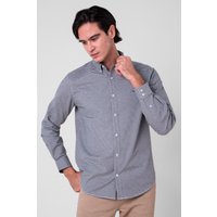 White Gingham Check Regular Fit Shirt Silver