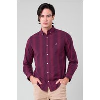 Burgundy Tonal Striped Button Down Long Sleeves Shirt