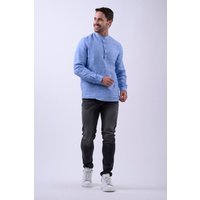 Relax Fit Linen Grandad Collar Casual Shirt