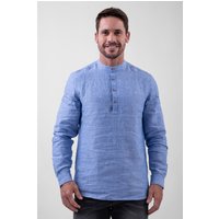 Relax Fit Linen Grandad Collar Casual Shirt