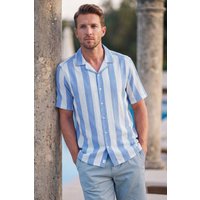 Striped Cotton Viscose Revere Collar Casual Shirts