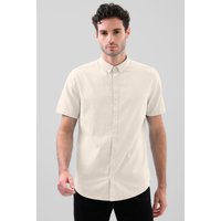 Solid Linen Blend Short Sleeve Shirt