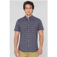 Grey Black Check Short Sleeves Oxford Shirt