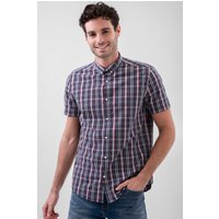 Plum Check Button Down Short Sleeves Shirt