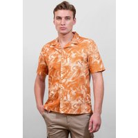 Marble Effects Revere Collar Short Sleeves Shirt