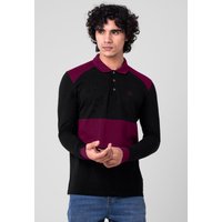 Red Block Long Sleeves Polo Shirt