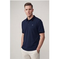 Navy Blue Oxford Collar Pique Polo Shirt