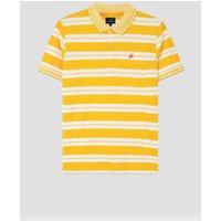 Yellow White Classical Stripe Pique Polo Shirt
