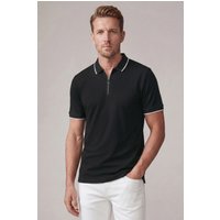 Tipped Collar Short Sleeve Zip Polo Shirts
