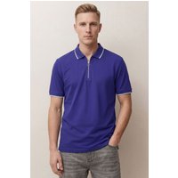 Tipped Collar Short Sleeve Zip Polo Shirts