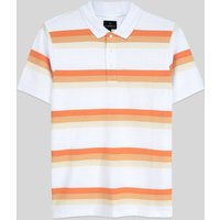 White Yellow Stripe Pique Polo Shirt