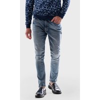 Slim Fit Light Blue Ripped Knee Jeans Mid Blue