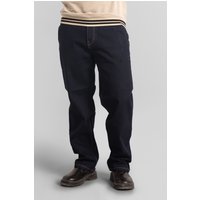 Elasticated Waist Straight Fit Raw Jeans