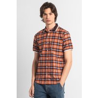 Jeff Orange Rib Collar Casual Oxford Shirt