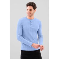 Ribbed Long Sleeve Henley T Shirt