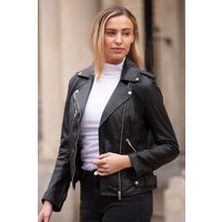 Ashwood Leather Women's 'Scarlett' Real Leather Biker Jacket in Black | Size: 20