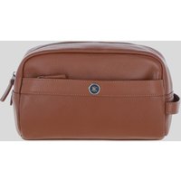 Brampton London Men's 'Aqualuxe' Real Leather Wash Bag in Tan