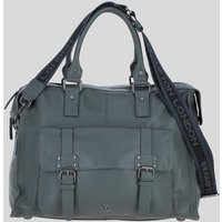 Brampton London 'Rodeo' Real Leather Weekender Bag in Grey