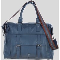 Brampton London 'Rodeo' Real Leather Weekender Bag in Navy