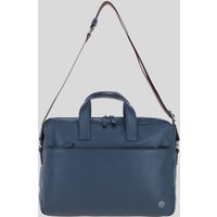 Brampton London 'Commandeer' Real Leather Laptop Bag in Navy